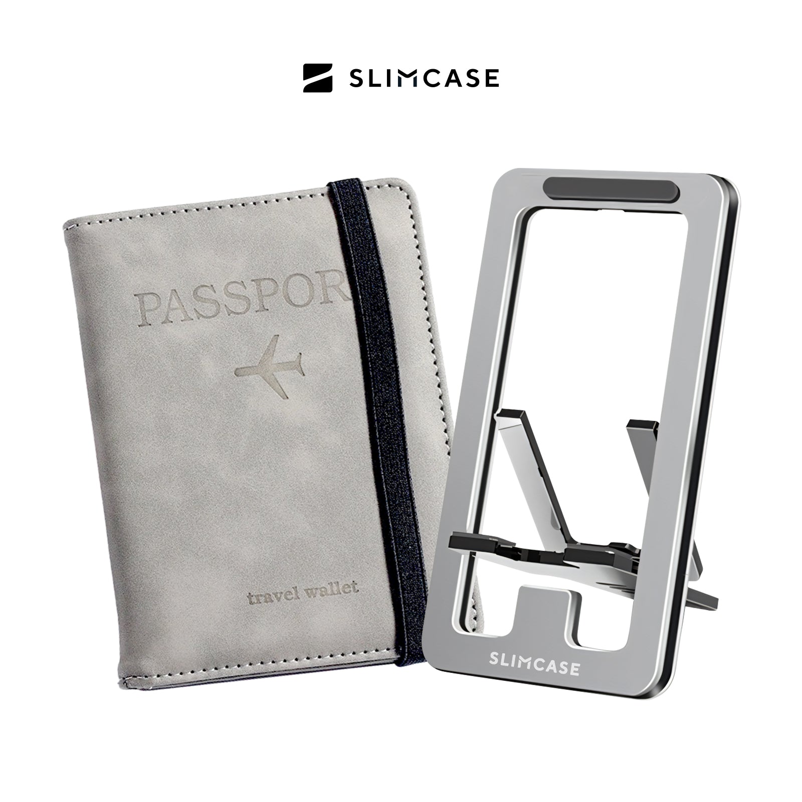 Combo :Slimcase ซองใส่หนังสือเดินทาง & ขาตั้งโทรศัพท์ พับเก็บได้ วัสดุโลหะ