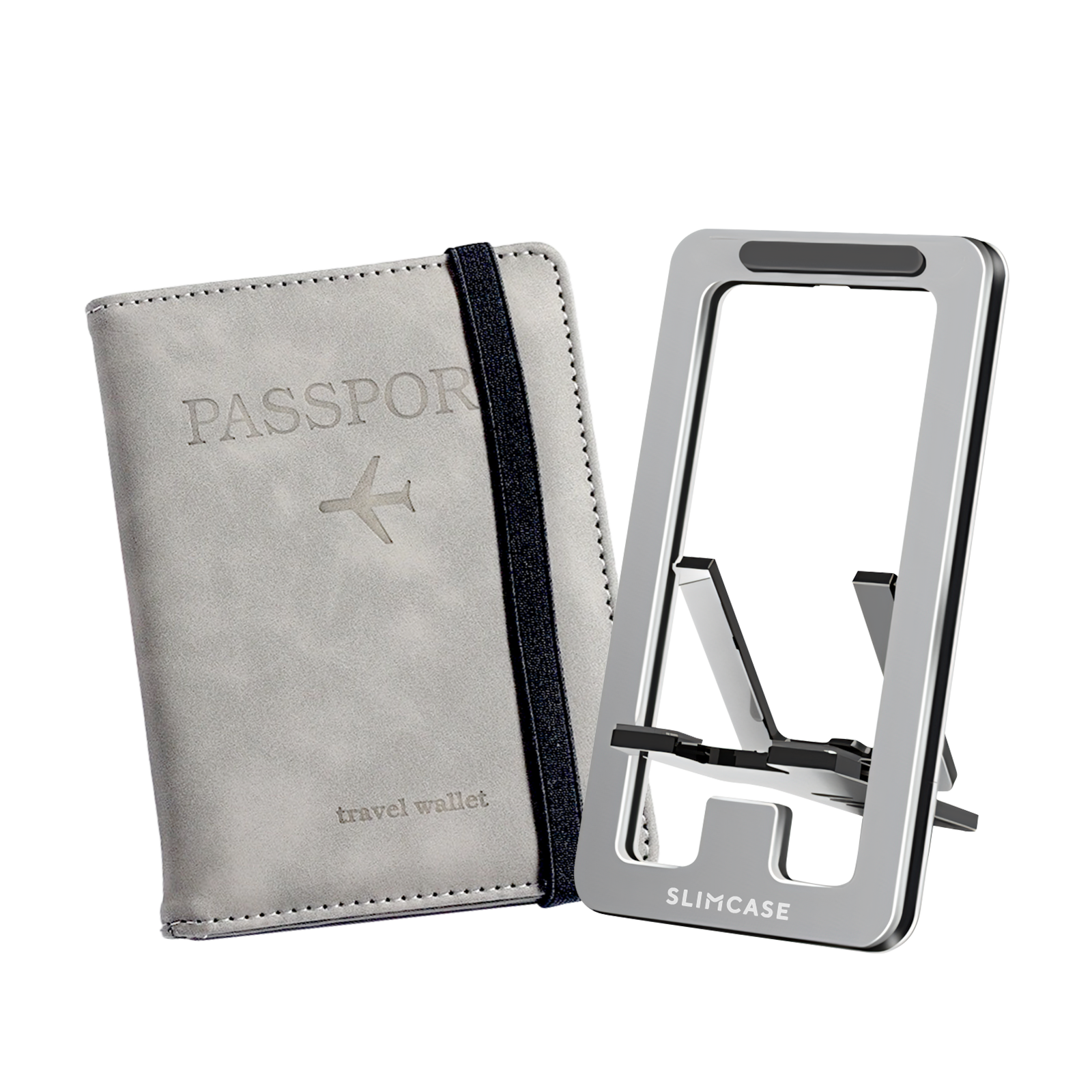 Combo :Slimcase ซองใส่หนังสือเดินทาง & ขาตั้งโทรศัพท์ พับเก็บได้ วัสดุโลหะ